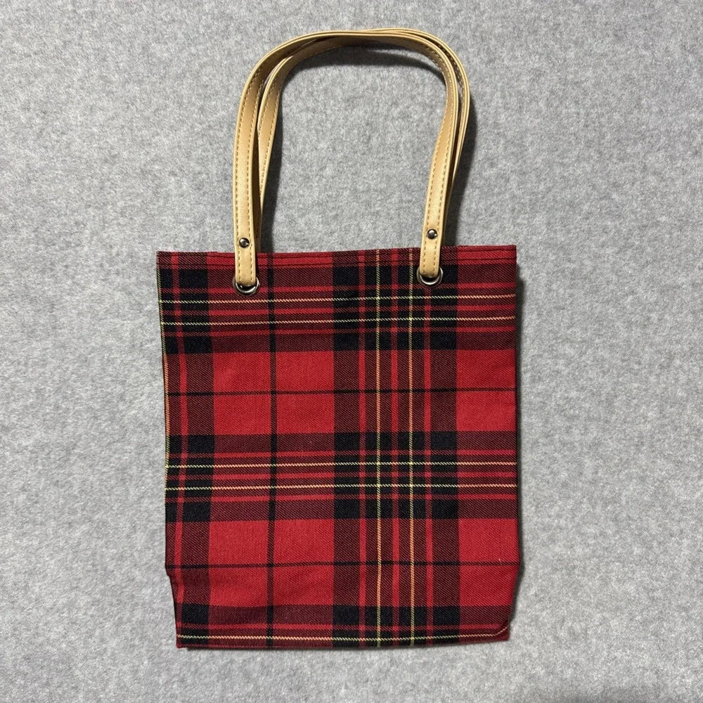 Vintage Y2K Red Tartan Plaid Tote Bag GUC 2044